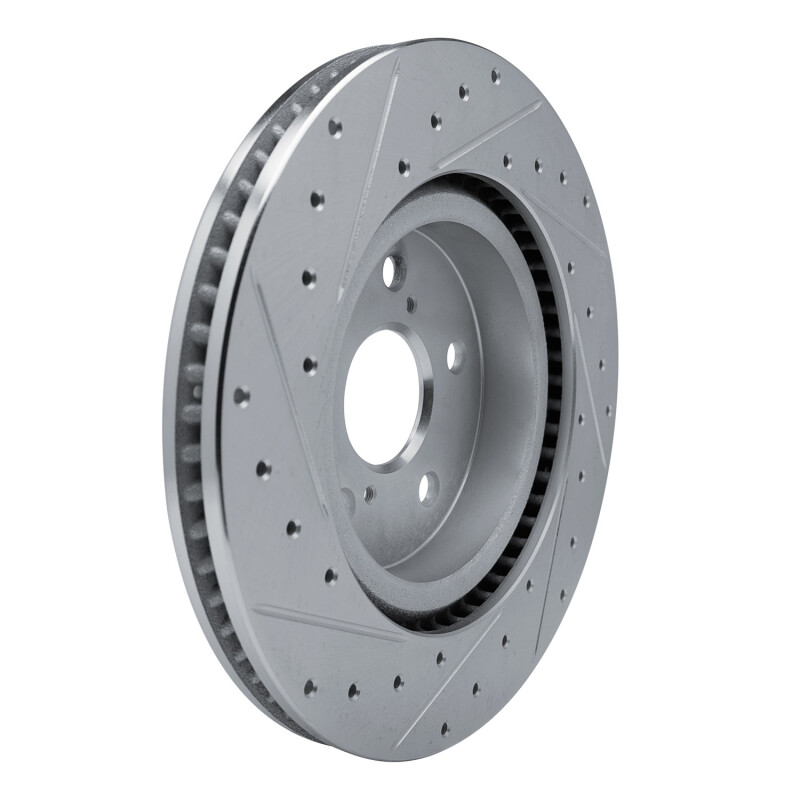 Lexus UX250h Brake Rotor (1) - Front Right - R1 Concepts - Drilled & Slotted - Silver - `18-`25